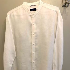 Toscano linen beach shirt. Small collar type.